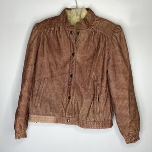 Vintage City Limits Rusty Brown Sherpa Lined Button Jacket Large 70s